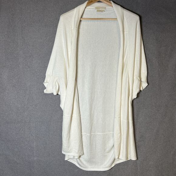 Open Relaxed Cardigan Layer Long Angora Sweater Michael Kors Cream Womens L / XL - Picture 1 of 5